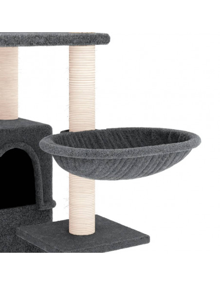 Albero per Gatti con Tiragraffi in Sisal Grigio Scuro 175 cm