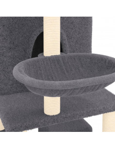 Albero per Gatti con Tiragraffi in Sisal Grigio Scuro 180 cm