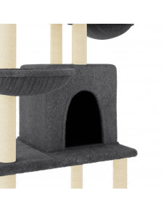 Albero per Gatti con Tiragraffi in Sisal Grigio Scuro 180 cm