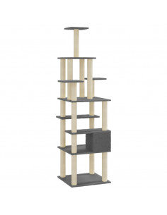 Albero per Gatti con Tiragraffi in Sisal Grigio Scuro 183 cm