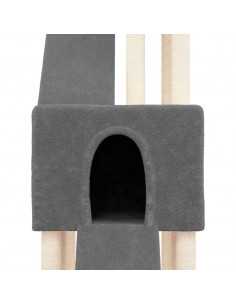 Albero per Gatti con Tiragraffi in Sisal Grigio Scuro 190 cm