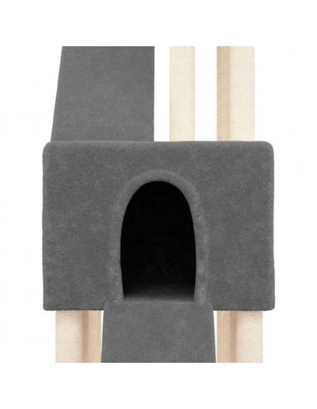 Albero per Gatti con Tiragraffi in Sisal Grigio Scuro 190 cm