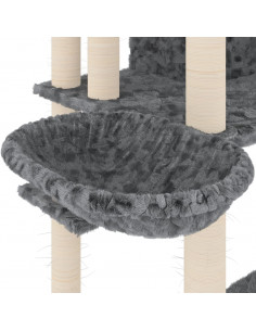 Albero per Gatti con Tiragraffi in Sisal Grigio Scuro 191 cm