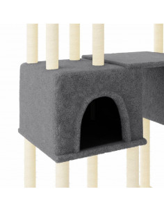 Albero per Gatti con Tiragraffi in Sisal Grigio Scuro 199 cm
