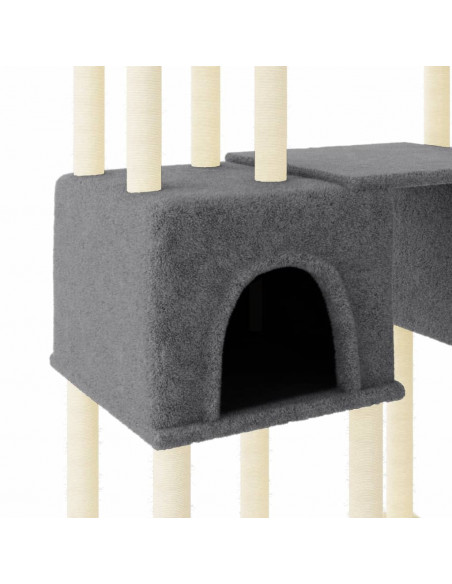 Albero per Gatti con Tiragraffi in Sisal Grigio Scuro 199 cm