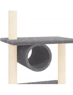 Albero per Gatti con Tiragraffi in Sisal Grigio Scuro 279 cm