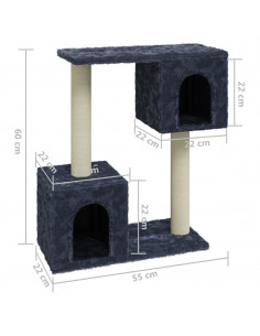 Albero per Gatti con Tiragraffi in Sisal Grigio Scuro 60 cm