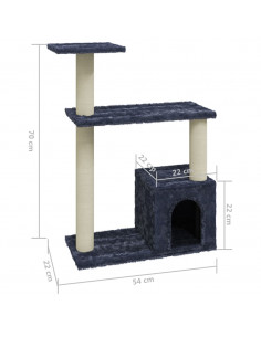 Albero per Gatti con Tiragraffi in Sisal Grigio Scuro 70 cm