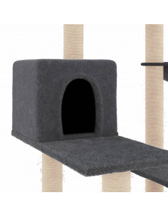 Albero per Gatti con Tiragraffi in Sisal Grigio Scuro 82,5 cm