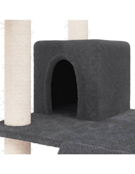 Albero per Gatti con Tiragraffi in Sisal Grigio Scuro 83 cm