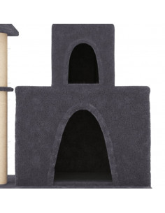 Albero per Gatti con Tiragraffi in Sisal Grigio Scuro 83 cm