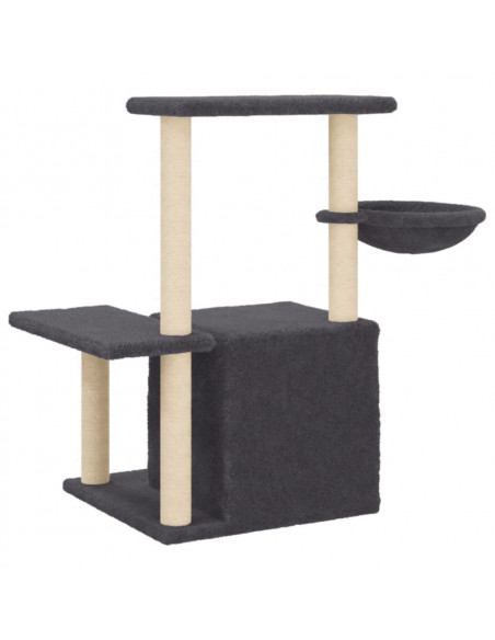 Albero per Gatti con Tiragraffi in Sisal Grigio Scuro 83 cm