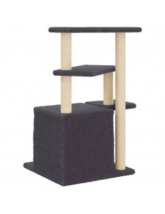 Albero per Gatti con Tiragraffi in Sisal Grigio Scuro 83,5 cm