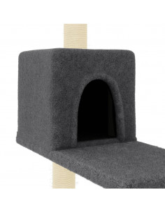 Albero per Gatti con Tiragraffi in Sisal Grigio Scuro 95 cm