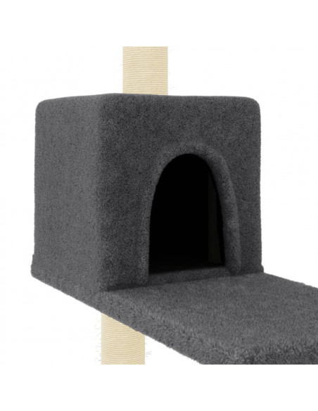 Albero per Gatti con Tiragraffi in Sisal Grigio Scuro 95 cm