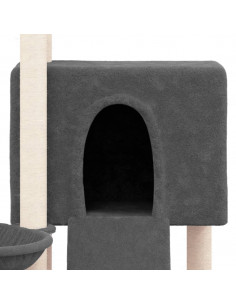 Albero per Gatti con Tiragraffi in Sisal Grigio Scuro 96 cm