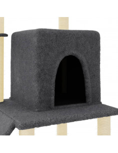 Albero per Gatti con Tiragraffi in Sisal Grigio Scuro 96,5 cm