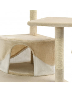 Albero per Gatti e Tiragraffi in Sisal 203 cm Beige e Bianco