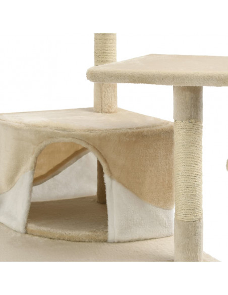Albero per Gatti e Tiragraffi in Sisal 203 cm Beige e Bianco