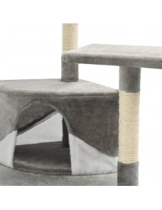 Albero per Gatti e Tiragraffi in Sisal 203 cm Grigio e Bianco