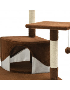 Albero per Gatti e Tiragraffi in Sisal 203 cm Marrone e Bianco