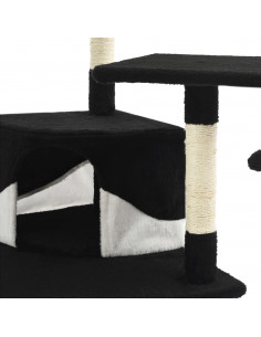 Albero per Gatti e Tiragraffi in Sisal 203 cm Nero e Bianco