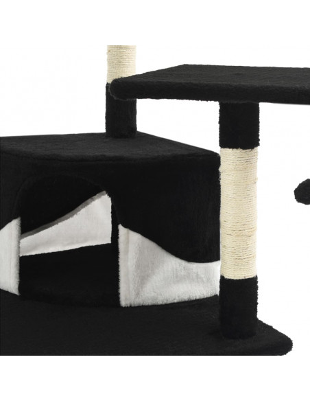 Albero per Gatti e Tiragraffi in Sisal 203 cm Nero e Bianco