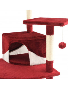 Albero per Gatti e Tiragraffi in Sisal 203 cm Rosso e Bianco