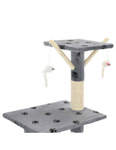 Albero per Gatti e Tiragraffi Sisal 138cm Zampe Stampate Grigio