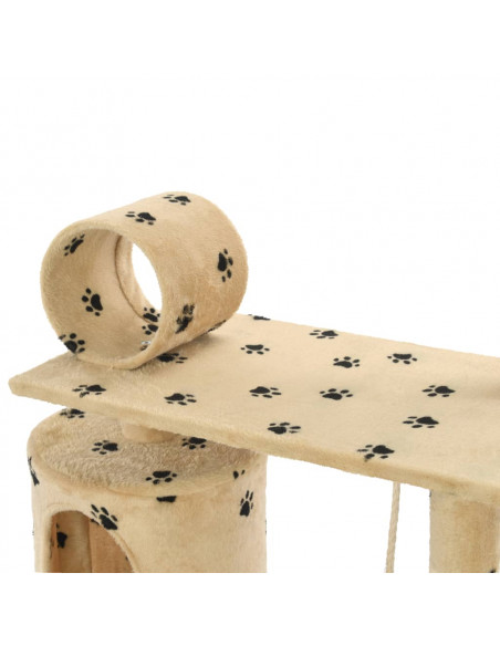 Albero per Gatti e Tiragraffi Sisal 140 cm Zampe Stampate Beige