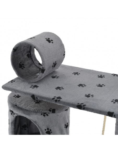 Albero per Gatti e Tiragraffi Sisal 140cm Zampe Stampate Grigio