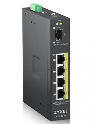 Zyxel RGS100-5P Non gestito L2 Gigabit Ethernet (10/100/1000) Supporto Power over Ethernet (PoE) Nero