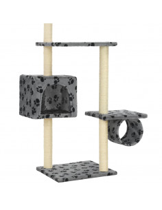 Albero per Gatti e Tiragraffi Sisal 260cm Zampe Stampate Grigio