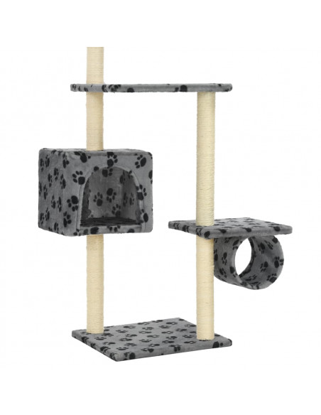 Albero per Gatti e Tiragraffi Sisal 260cm Zampe Stampate Grigio
