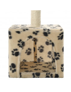 Albero per Gatti e Tiragraffi Sisal 55 cm Zampe Stampate Beige