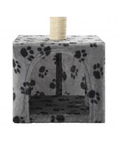 Albero per Gatti e Tiragraffi Sisal 55 cm Zampe Stampate Grigio