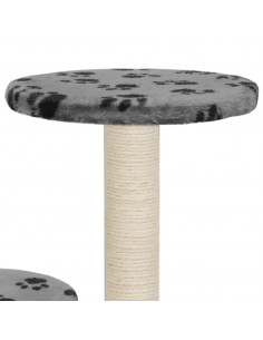 Albero per Gatti e Tiragraffi Sisal 60 cm Zampe Stampate Grigio