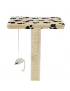 Albero per Gatti e Tiragraffi Sisal 95 cm Zampe Stampate Beige