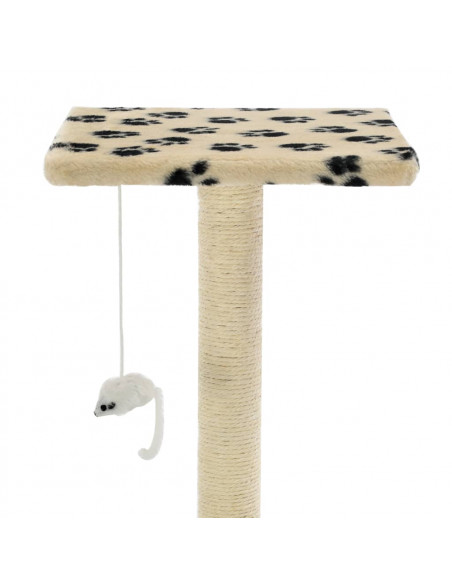 Albero per Gatti e Tiragraffi Sisal 95 cm Zampe Stampate Beige
