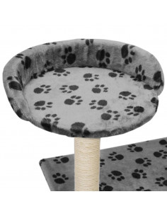 Albero per Gatti e Tiragraffi Sisal 95 cm Zampe Stampate Grigio