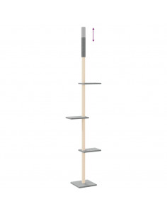 Albero per Gatti Pavimento Soffitto Grigio Chiaro 267,5-297,5cm