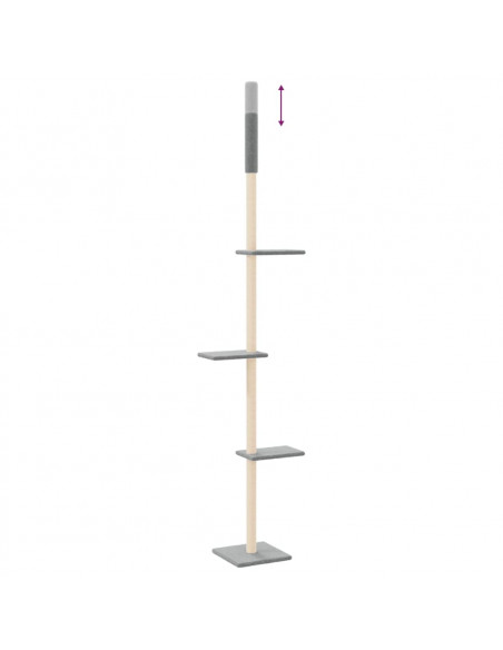 Albero per Gatti Pavimento Soffitto Grigio Chiaro 267,5-297,5cm