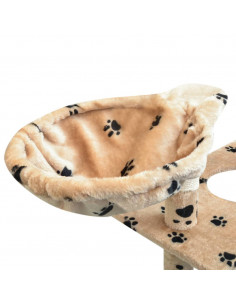 Albero per Gatti Tiragraffi Sisal 150 cm Zampe Stampate Beige