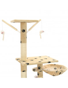 Albero per Gatti Tiragraffi Sisal 230-250cm Stampa Zampe Beige