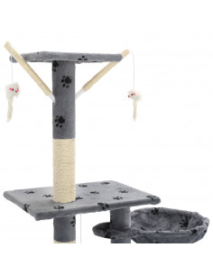 Albero per Gatti Tiragraffi Sisal 230-250cm Stampa Zampe Grigio