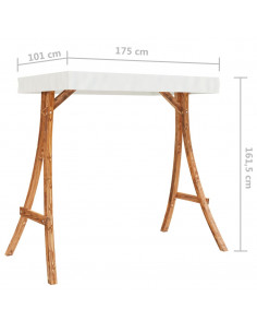 Altalena con Tetto Crema Legno Massello Ricurvo Finitura in Teak