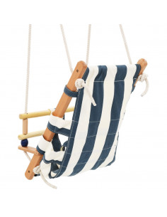 Altalena per Bambini con Cintura di Sicurezza Cotone Legno Blu