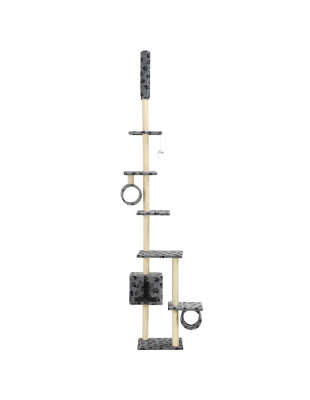 Albero per Gatti e Tiragraffi Sisal 260cm Zampe Stampate Grigio