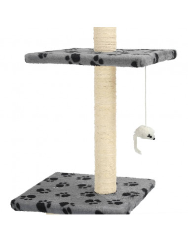 Albero per Gatti e Tiragraffi Sisal 260cm Zampe Stampate Grigio