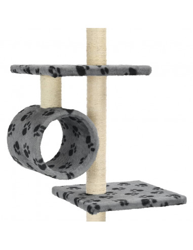 Albero per Gatti e Tiragraffi Sisal 260cm Zampe Stampate Grigio